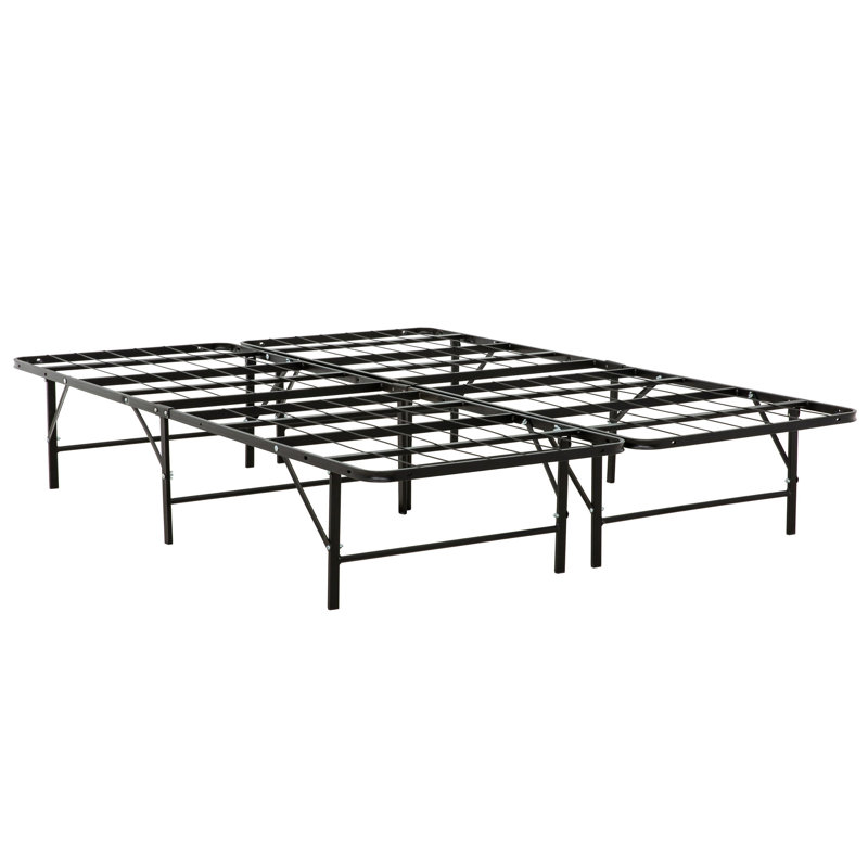 Base de lit double en métal avec sommier en métal - noir, solide et supportant efficacement, aucun sommier tapissier nécessaire