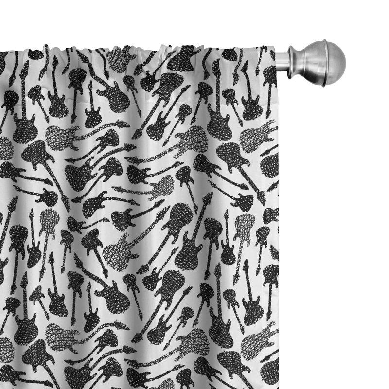 Music Semi-Sheer Rod Pocket Curtain Panels, 28" x 63"