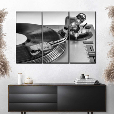 Ensemble de 3 pièces de disque vinyle sur toile BW