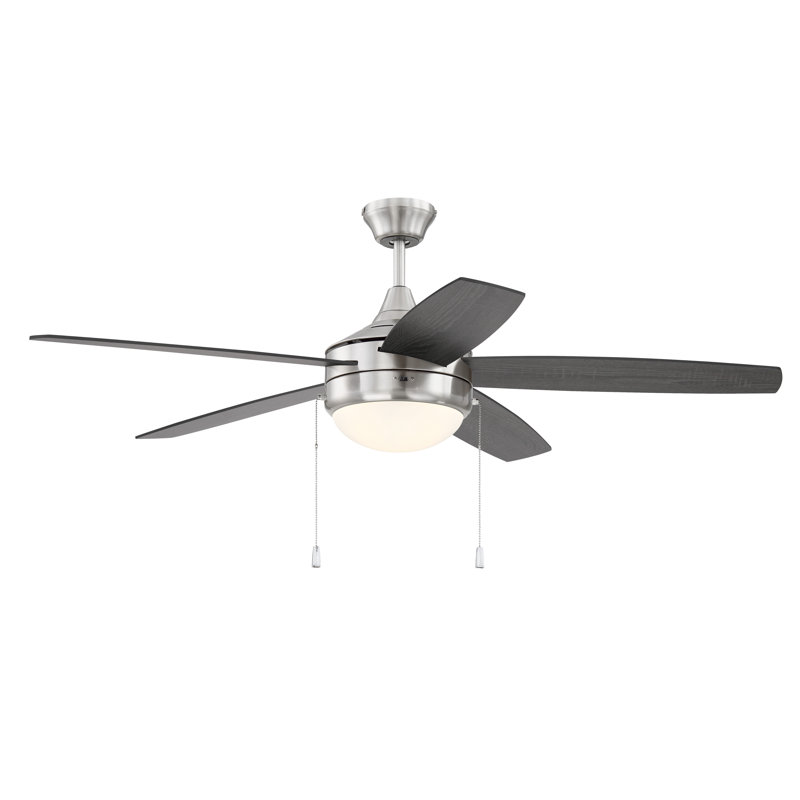 Phaze Energy Star 5 Blade 52'' Ceiling Fan with LED Lights, Brushed Polished Nickel