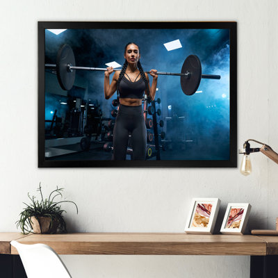 " Woman Holding Barbell On Shoulders "