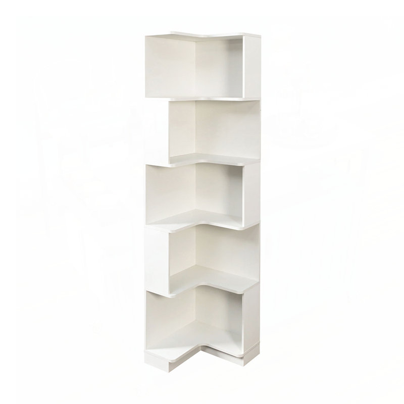 Chris 5-Tier Corner Bookcase with LED Lights, White