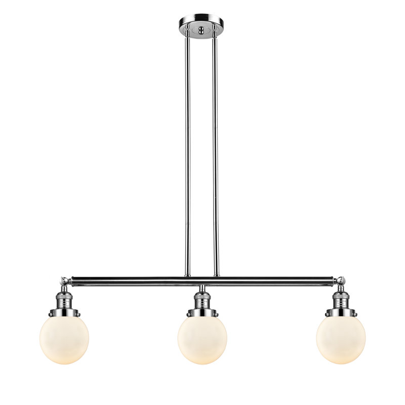 Clementina 3 - Light Kitchen Island Pendant, Matte White Cased, No Bulb Included, Polished Nickel