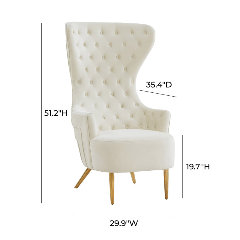 Velvet Wingback Chair, Cream