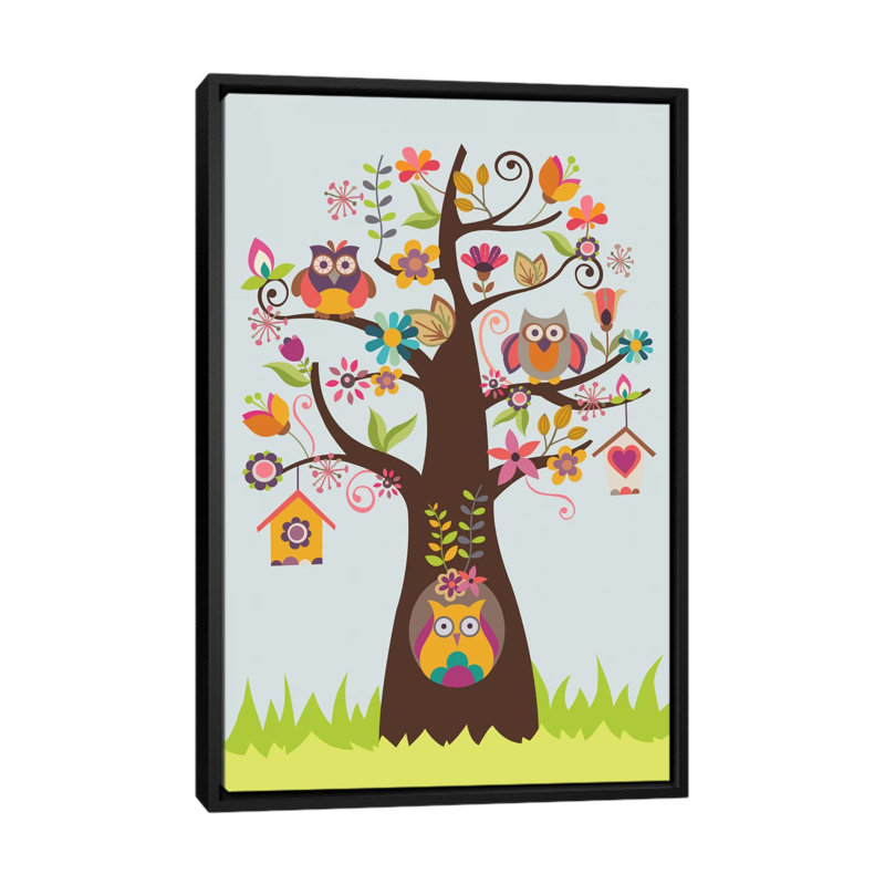 « the happy tree »-impression sur toile tendue, H 26 po x l 18 po x P 1,5 po, Cadre noir