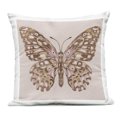 Butterfly Wings in Neutral Outdoor Printed Pillow design by Anna Lischenko