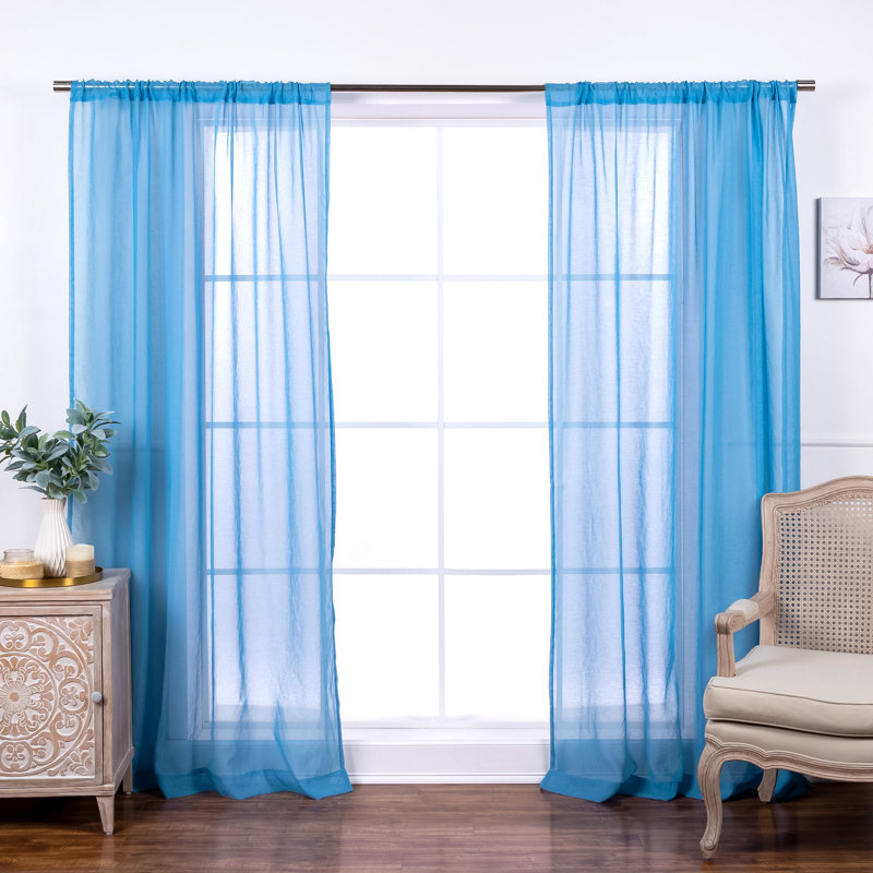 Paire de rideaux transparents avec passe-tringle Walton, Glacier, L 52 po x L 96 po