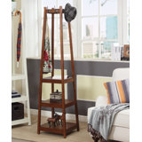Vassen Coat Rack W/ 3-Tier Storage Shelves In White Finish