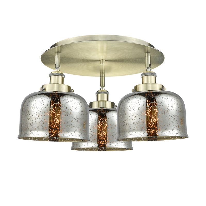 Bejtullah Glass Flush Mount, Silver Plated Mercury, Antique Brass
