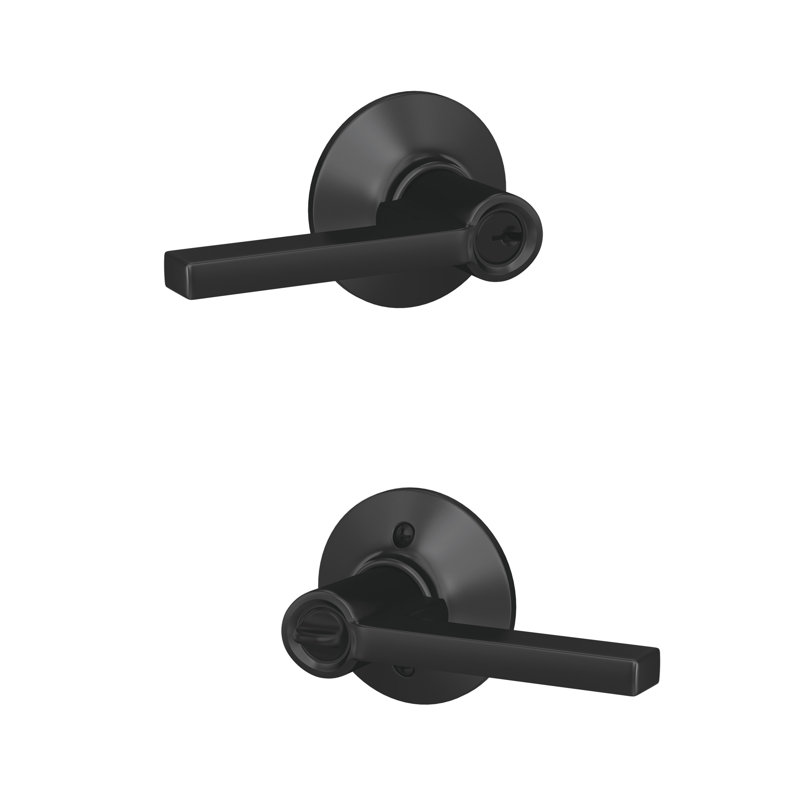 Levier de porte à clé Latitude avec rosette ronde Latitude, Noir mat