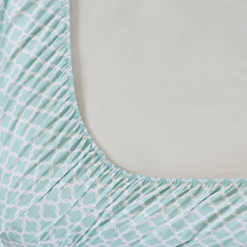 Microfiber Coolmax Microfiber Coolmax Printed Sheet Set, Cal King, Quatrefoil Aqua