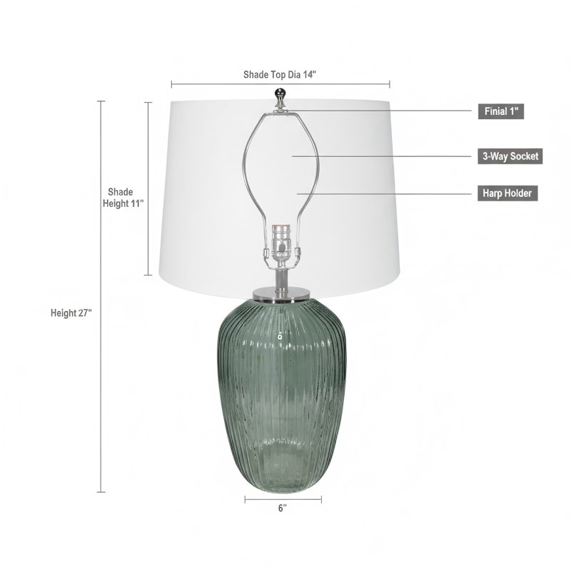 Lampe de table en verre D16x27 "