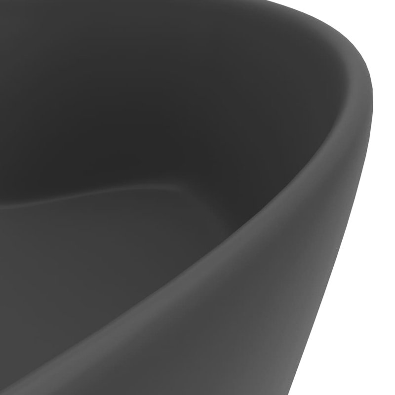 Belfry Bathroom Mccree 360mm L x 360mm W Ceramic Circular Sink with Overflow, Dark Grey
