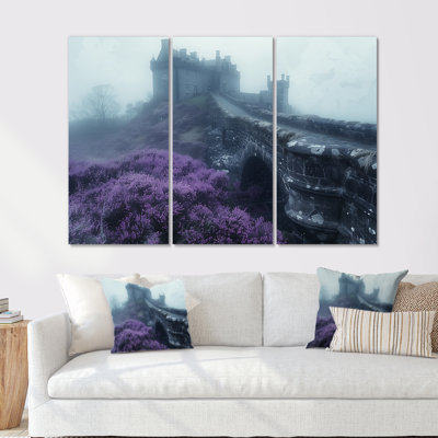 Monochromes de brouillard, château, fleurs en France I - ensemble de reproductions d'art mural châteaux