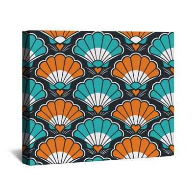 Toile tendue à motif de coquillages Art Deco