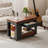 27.6'' Modern Multi-Function Coffee Table/Side Table With Foldable Top & Casters, Multi-Tier Storage, Black & Walnut-1523611539