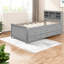 Lit plateforme moderne en bois avec rangement, USB, gigogne, gris