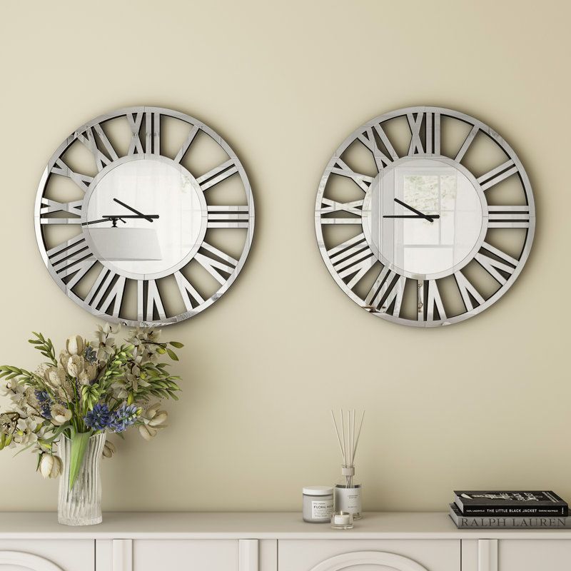 Jeni 60x60cm Wall Clock Silent Glass Accent Clock （Set of 2）