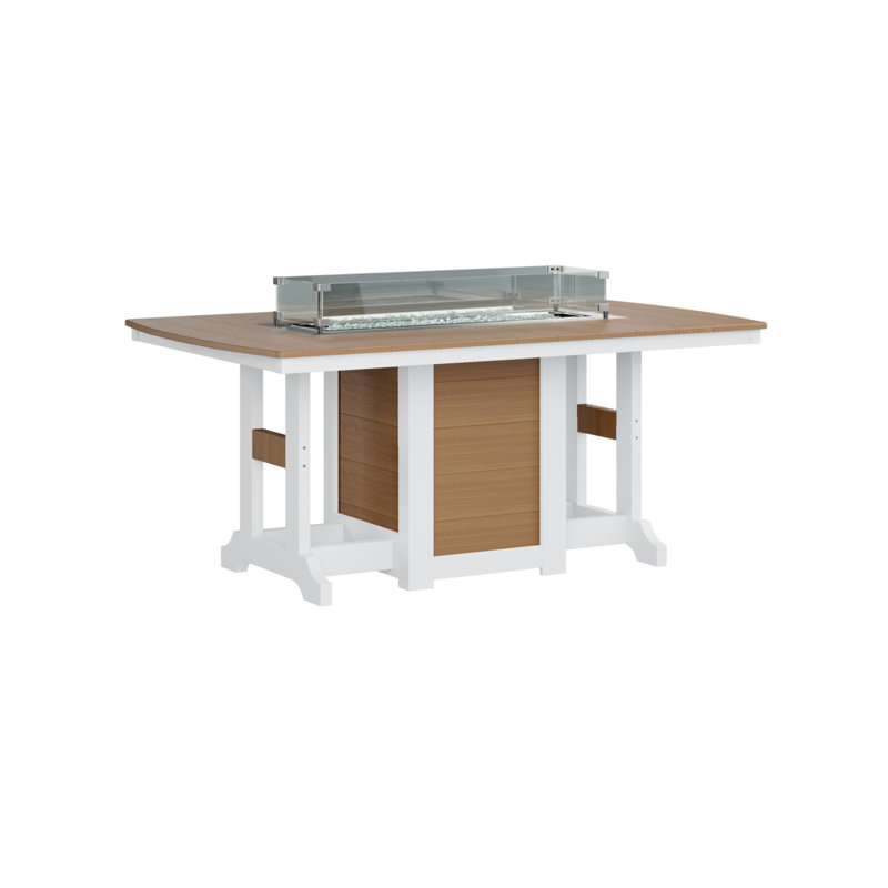 Table de bar avec foyer 72 po Calabria, H 39,5 po x l 44 po x P 72 po, Teck naturel