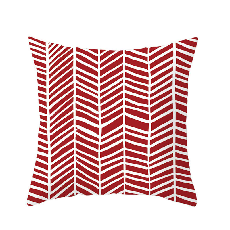 Ensemble de 4 housses de coussins avec insertions, Géométrique rouge