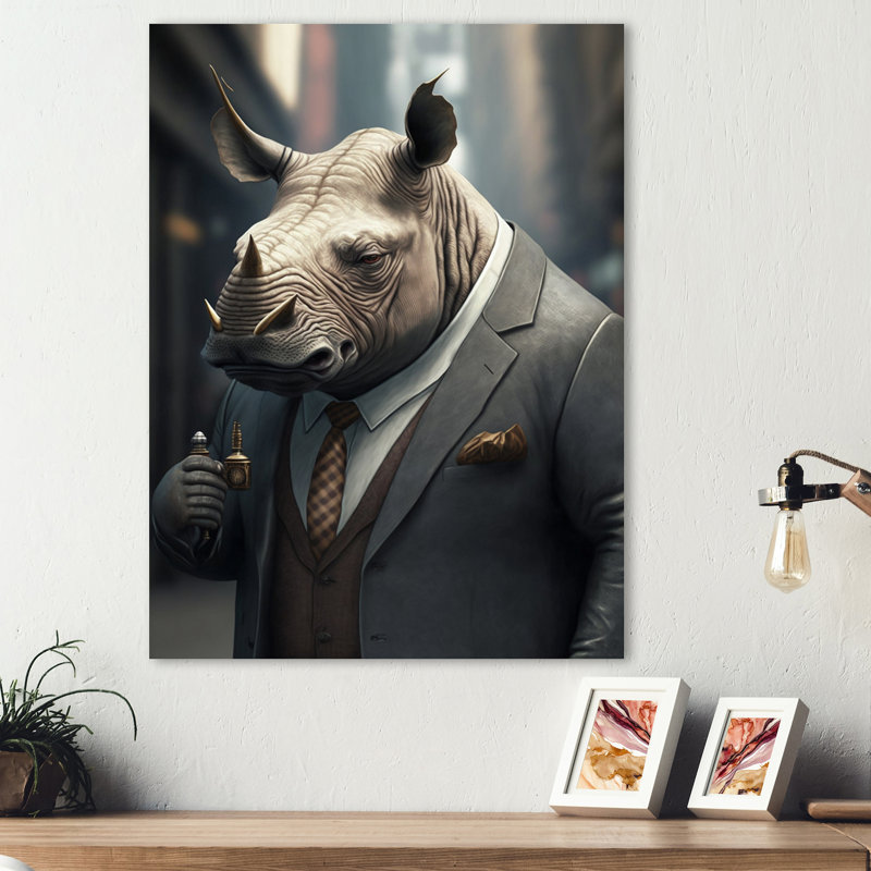Décoration murale en métal Mafia Rhino - Animaux, H 32 po x l 16 po x P 1 po