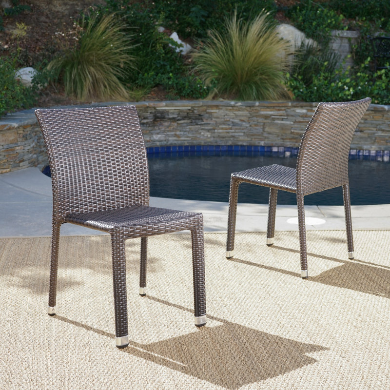 Chaises d'appoint de patio empilables Takhiya, Brun