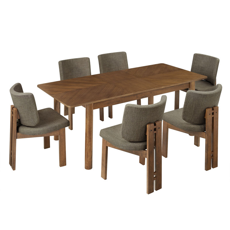 Ensemble de salle à manger 7 pièces Alba en noyer taupe, Taupe