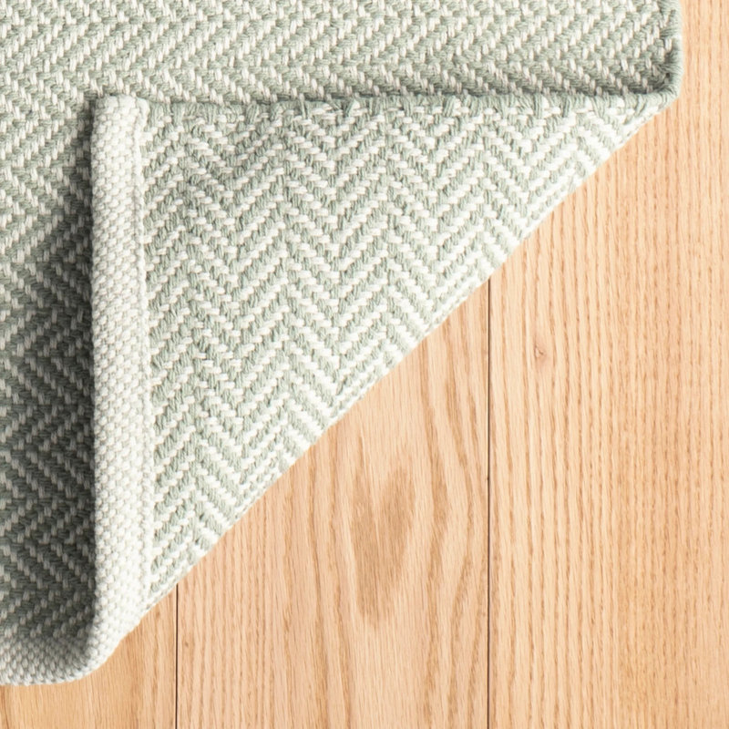 Herringbone Swedish Blue Handwoven Cotton Rug, Rectangle 5' x 8', Ocean