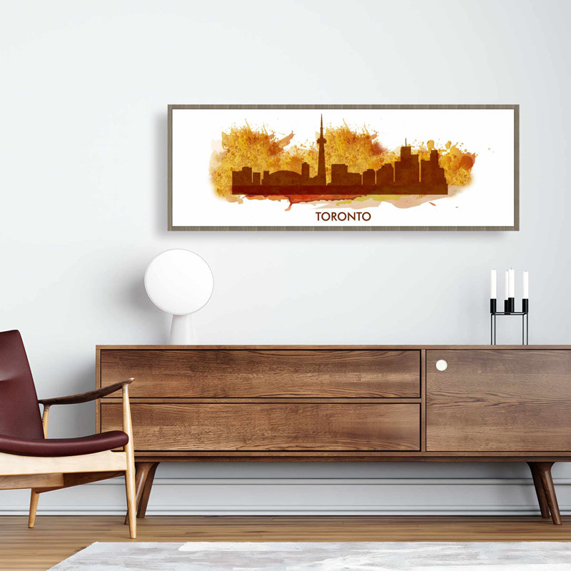Toile éclaboussée Toronto | Art encadré, H 17,25 po x l 49,25 po, Brun