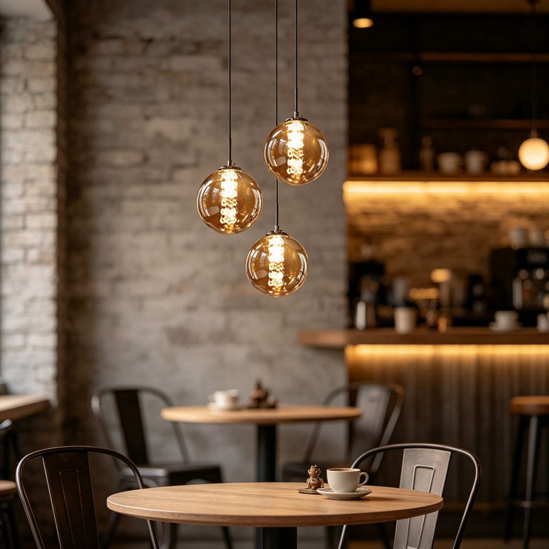 Amice Height-Adjustable 3-Light Pendant Light, Amber