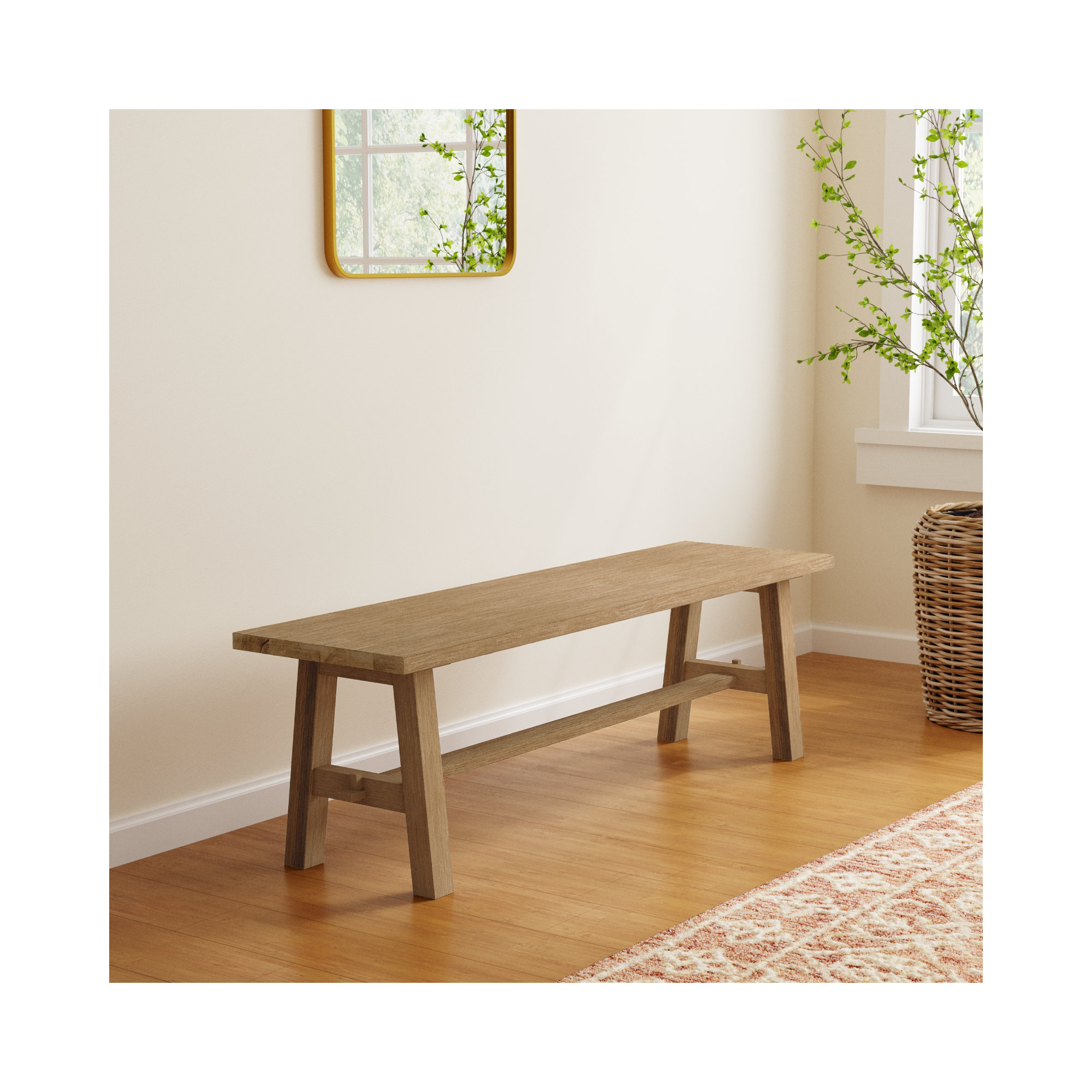 Naugatuck Wood Bench, Brushed Smoke