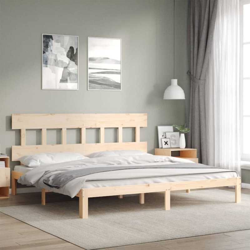 Highlands Solid Wood Bed, 200 x 200cm, Brown