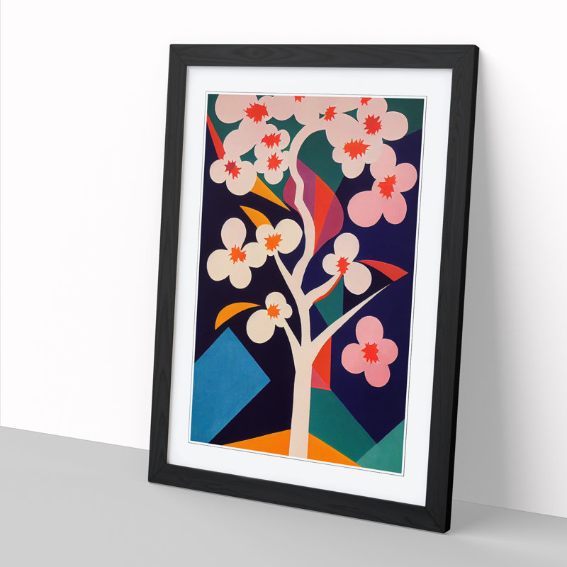Cherry Blossom Tree 1 Piece Single Picture Frame Wall Art, 64cm H x 46cm W, Brown Framed