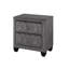 Table de chevet contemporaine 2 avec revêtement en velours gris, façade en cristal pour chambre à coucher chic en velours, ornée d'accents