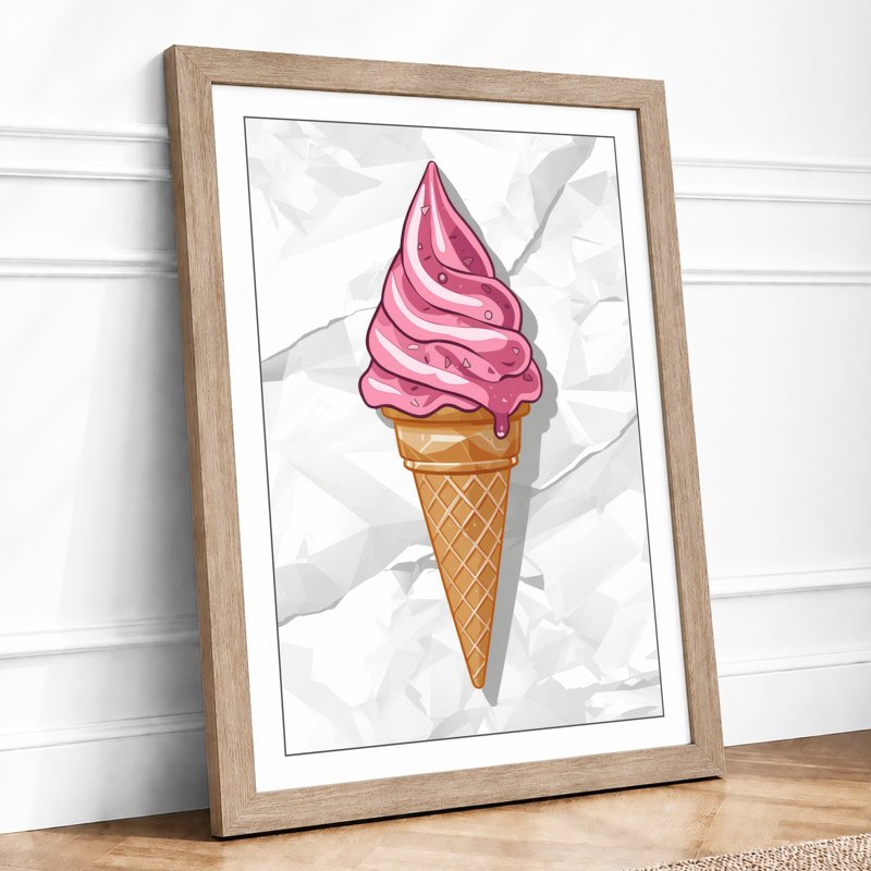 Pink Soft Serve Modern - Framed Print, A1 - 84.1 x 59.4 cm, Oak