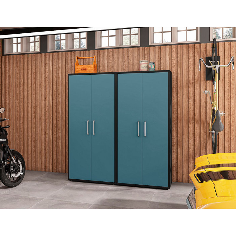 Aseem 2 Piece Single Storage Cabinet ( 73.43'' H x 70.86'' W x 17.72'' D), Black/Blue