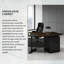 Bureau brun minimaliste irrégulier avec plateau incurvé, rangement multifonctionnel et structure stable-1291476590-1291476589