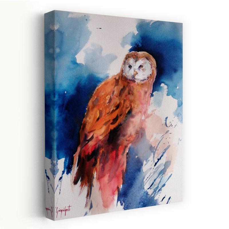 Impression d'art mural majestueux chouette aquarelle, 24" H x 16" W