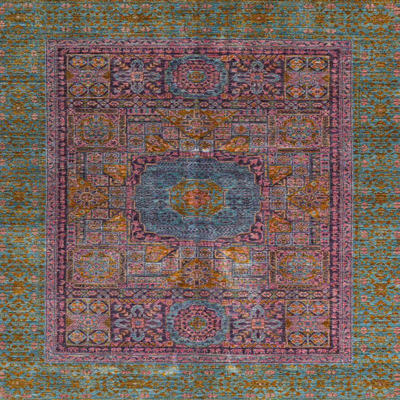 Vanlue Southwestern Indoor Rug, Square 6'