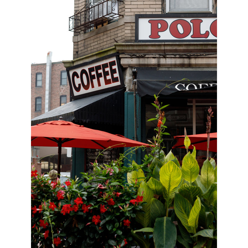 Coffee In The North End Print by Morgan Anderson, Black Framed Canvas, 31.25" H x 25.25" W
