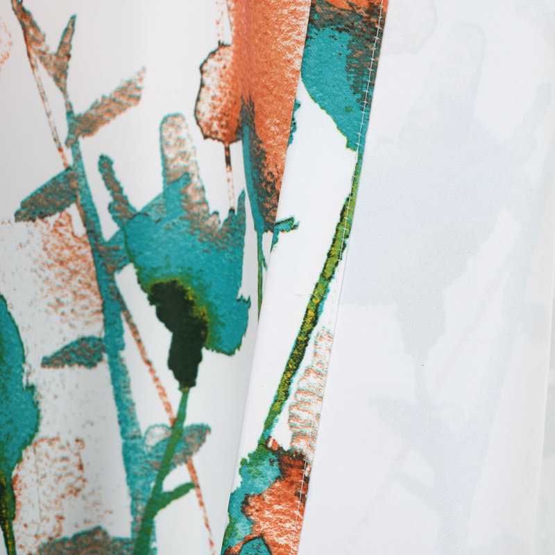Room Darkening Curtain Pair, Turquoise/Orange