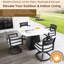 Ensemble repas 5 pièces pour l'extérieur, table en pierre frittée de 44 po et 4 chaises berçantes pivotantes avec patio rembourré, structure en aluminium robuste