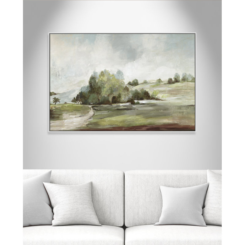 Concorde Green Country Road by Allison Pearce - Floater Frame Print on Canvas, 41.5" H x 61.5" W, White