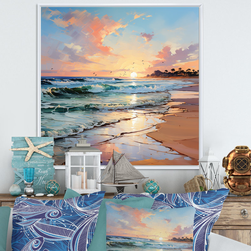 Coastal Harmony Panorama, H 16 po x l 16 po x P 1 po, Cadre flottant blanc