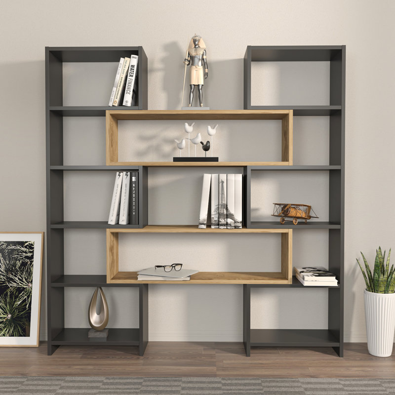 Lilea 150cm H x 165cm W Standard Bookcase, Black/Brown
