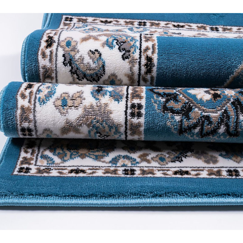 Tapis turc Gudella - Bleu, Rectangle 9 pi 2 po x 12 pi 2 po