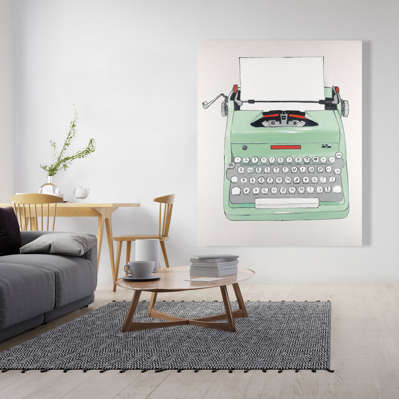 Mint Typewriter Canvas | Unique Home Decor Accent