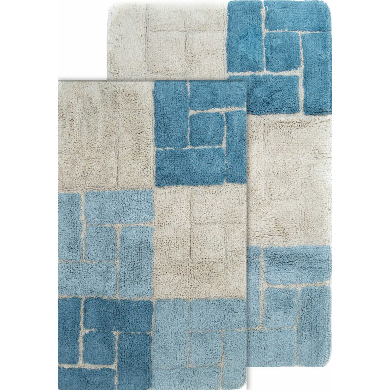 Ensemble de tapis de bain de couleur classique, Aigue-marine