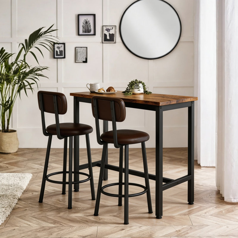 Trexton 2 - Person Four Leg Dining Set, Rustic Brown