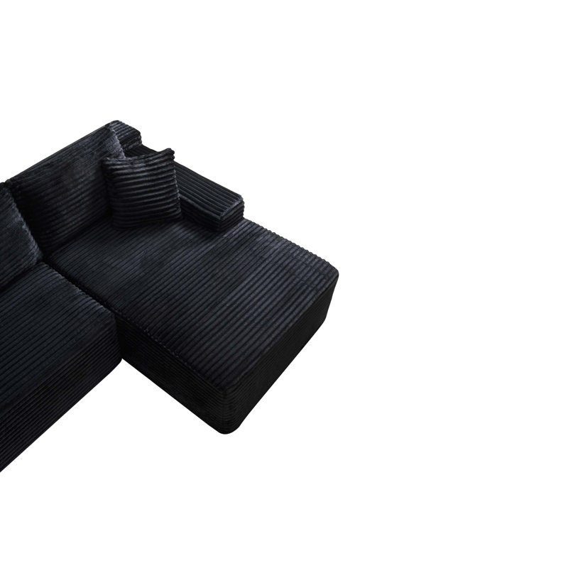 Canapé modulaire Cloud avec méridienne réversible Cloud, aucun assemblage requis, Black Corduroy, 29.5" H x 94.5" W x 60.2" D